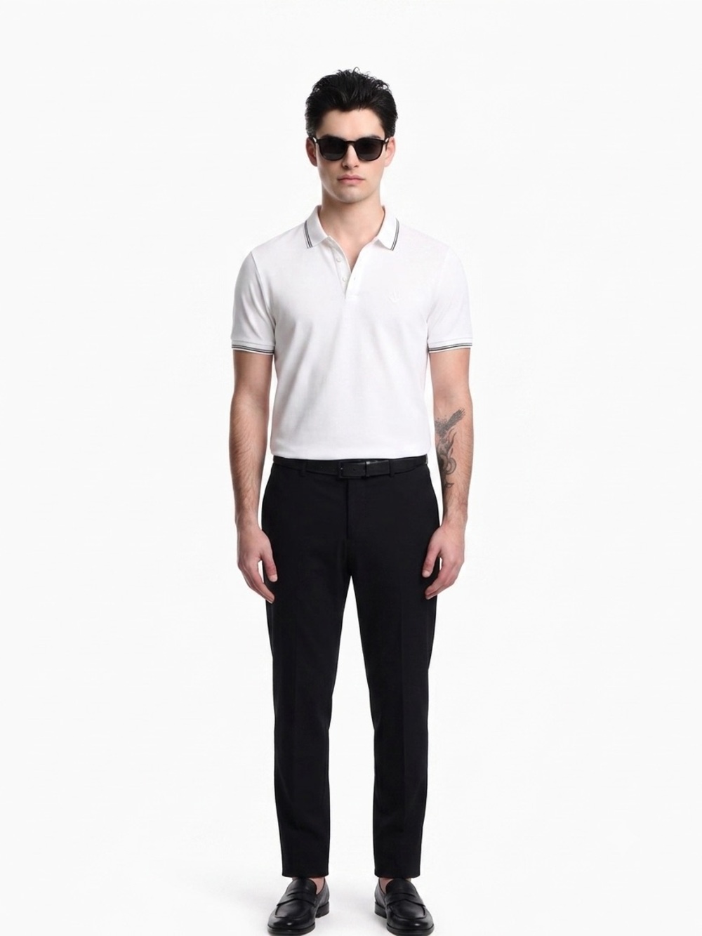 Armani White Polo with Contrast Trim